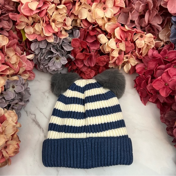 Infant Baby Blue Striped Winter Hat & Ring Scarf Set - Picture 8 of 16